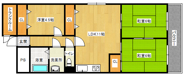 堺市堺区三宝町のマンションの間取り