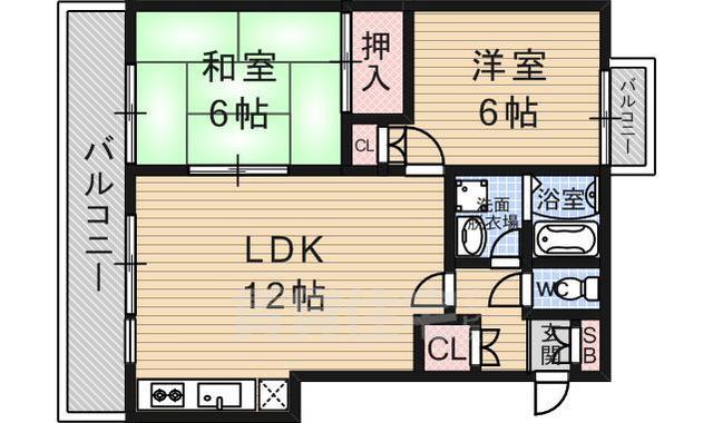 京都市山科区小山南溝町のマンションの間取り