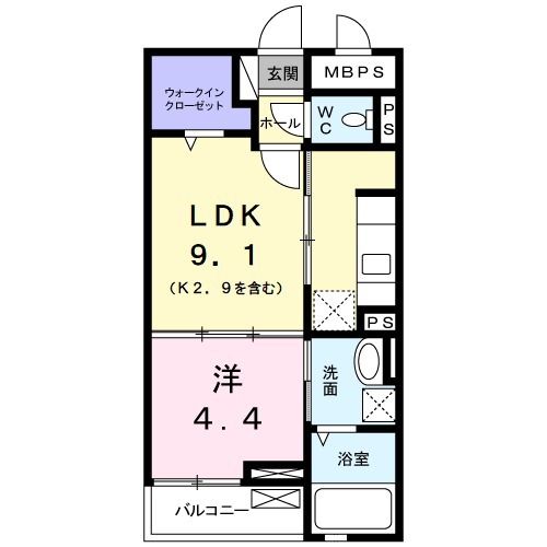 京田辺市薪畠のマンションの間取り