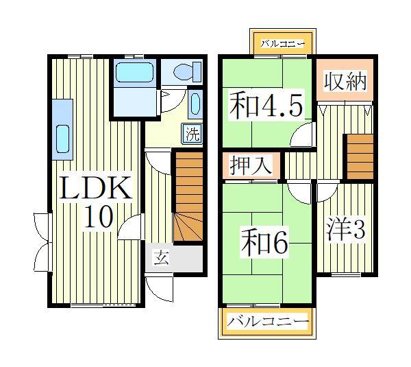 柏市大津ケ丘のアパートの間取り