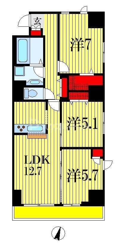 千葉市中央区新宿のマンションの間取り