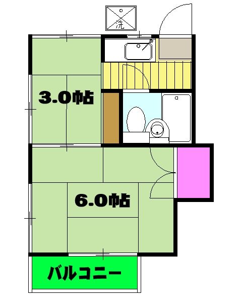 埼玉県所沢市宮本町１（アパート）の賃貸物件の間取り