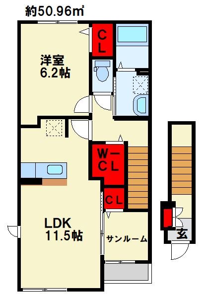 アーバンコート南行橋　B棟の間取り