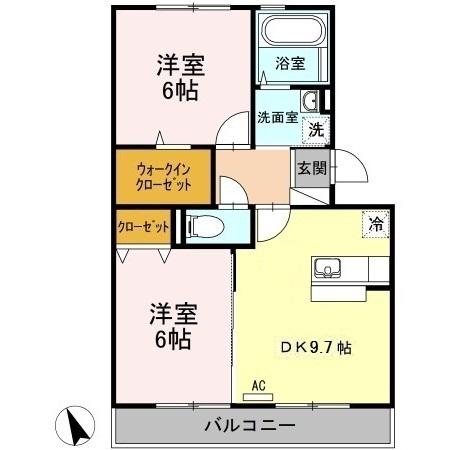 山陽小野田市厚狭のアパートの間取り