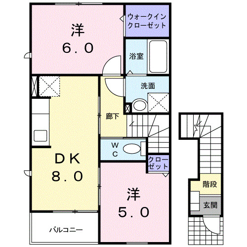 小矢部市石坂のアパートの間取り