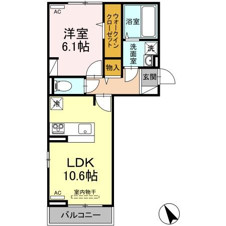 【新潟市秋葉区山谷町のアパートの間取り】