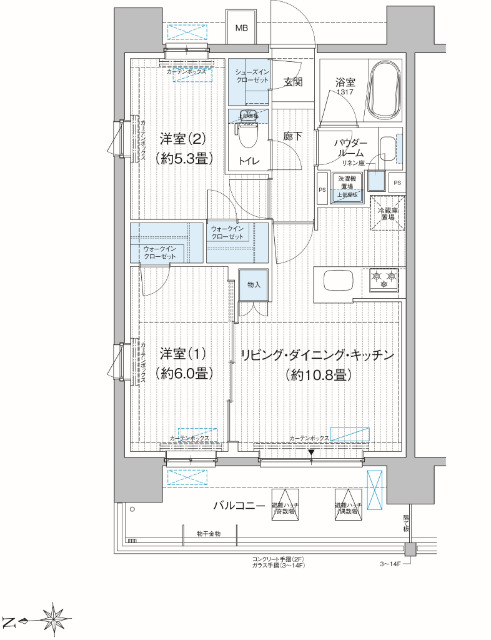 プレミアムフラット江戸川親水公園の間取り