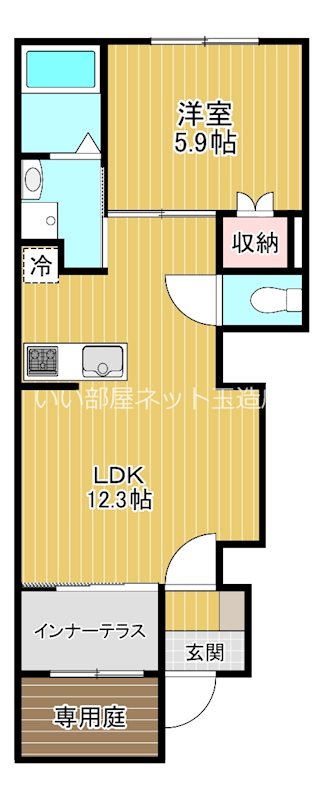 大阪市生野区生野東のアパートの間取り