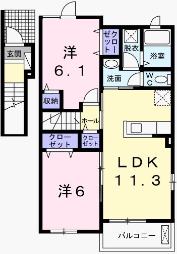 相生市那波大浜町のアパートの間取り