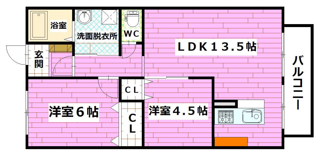 広島市南区南大河町のアパートの間取り