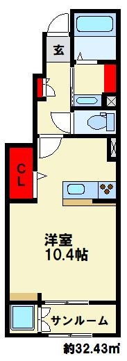 大野城市牛頸のアパートの間取り