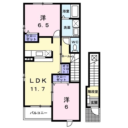 福山市駅家町大字上山守のアパートの間取り