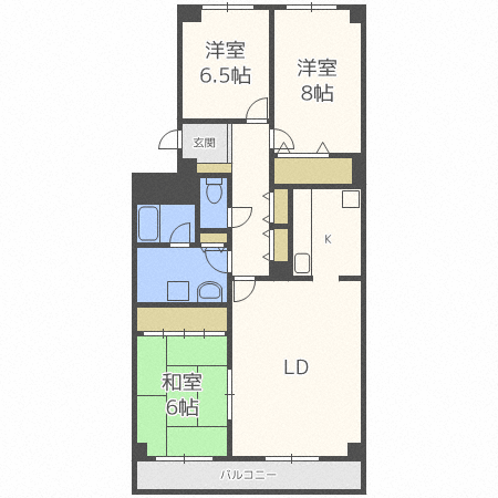 札幌市北区屯田六条のマンションの間取り