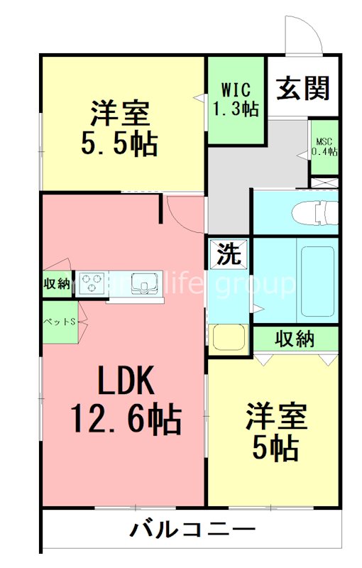 藤沢市鵠沼松が岡のアパートの間取り