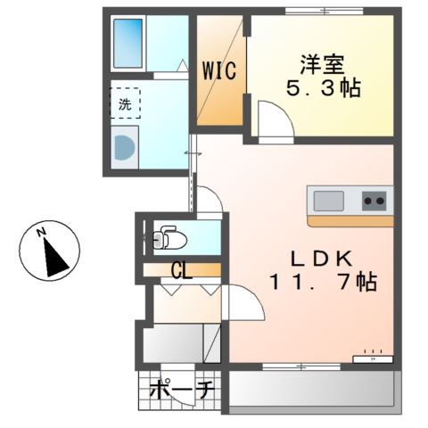 広島市安佐北区亀山のアパートの間取り