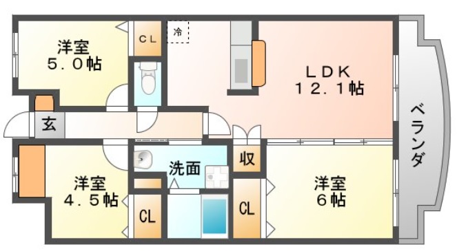 大阪市東淀川区豊新のマンションの間取り