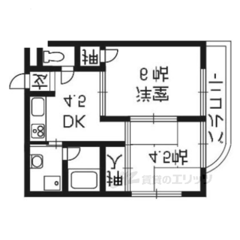 京都市伏見区深草大亀谷西久宝寺町のマンションの間取り