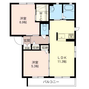 深谷市上野台のアパートの間取り