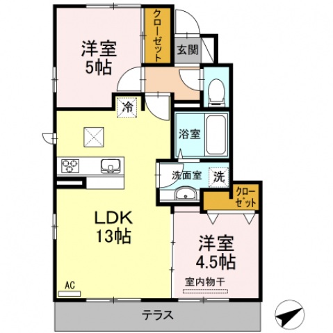 広島市佐伯区三宅のアパートの間取り