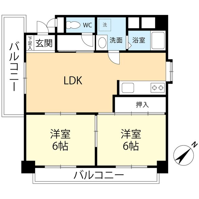 福岡市中央区桜坂のマンションの間取り