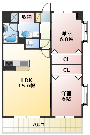 熊本市中央区船場町下のマンションの間取り