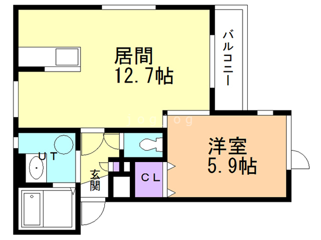 札幌市西区発寒九条のアパートの間取り