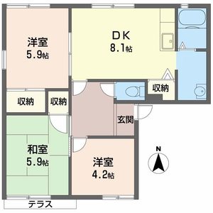 貝塚市地藏堂のアパートの間取り