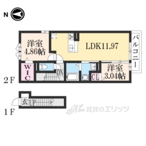 甲賀市信楽町長野のアパートの間取り