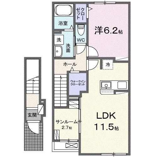 愛知県豊橋市瓜郷町一新替（アパート）の賃貸物件の間取り