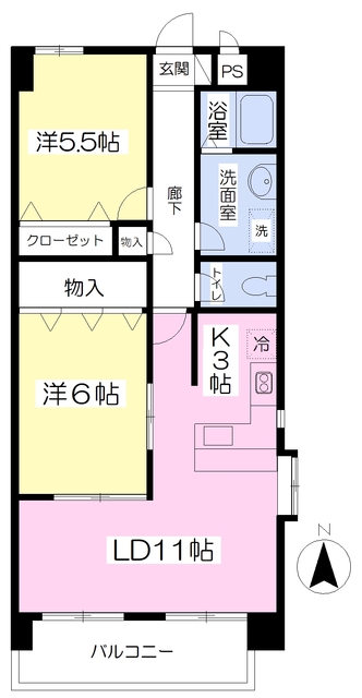 松山市永木町のマンションの間取り