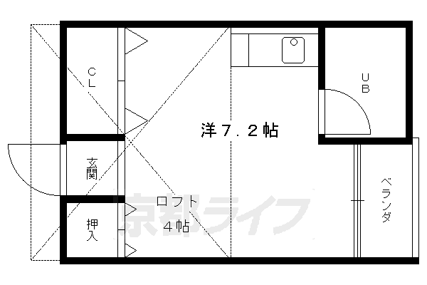 京都市北区平野上八丁柳町のアパートの間取り