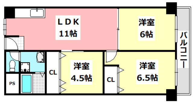 【茨木市東太田のマンションの間取り】