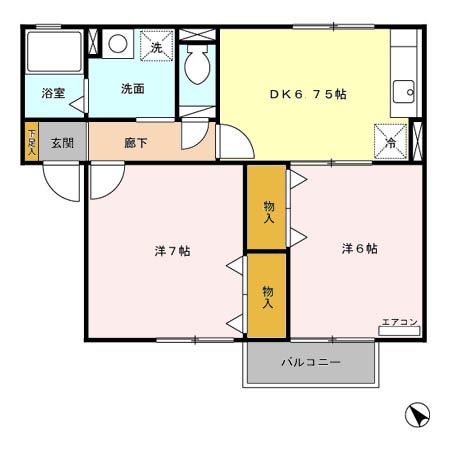 鈴鹿市若松中のアパートの間取り