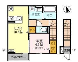 倉敷市神田のアパートの間取り