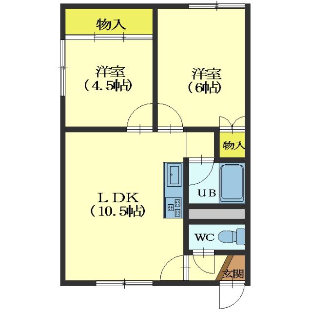 函館市大森町のアパートの間取り