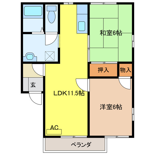 大垣市小野のアパートの間取り