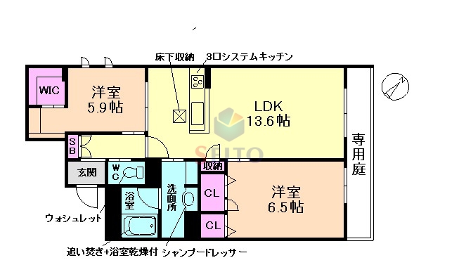 豊中市岡町南のマンションの間取り