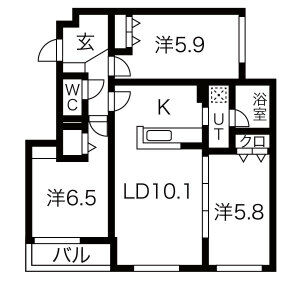 メニーズコート北園プレミアの間取り