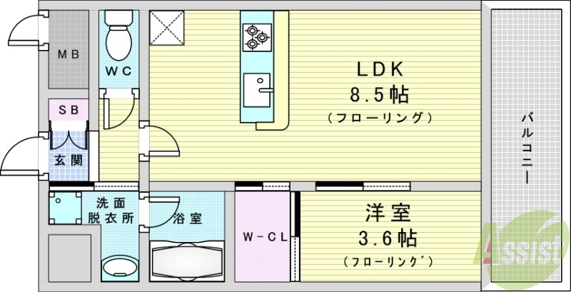 【大阪市福島区鷺洲のマンションの間取り】