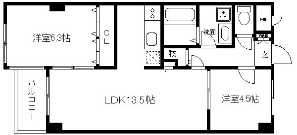 京都市下京区清水町のマンションの間取り