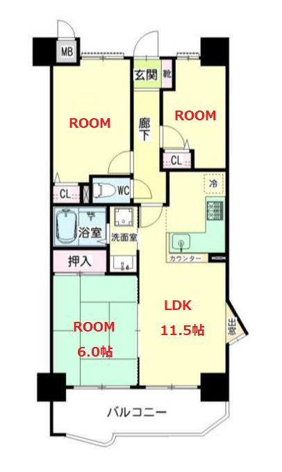 横浜市鶴見区佃野町のマンションの間取り