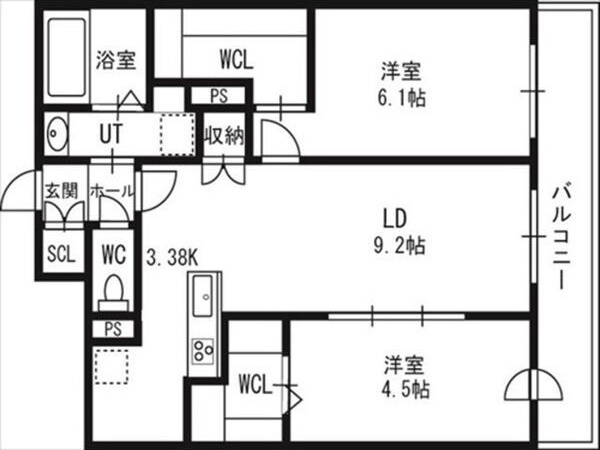 アルファスクエア北12西3の間取り