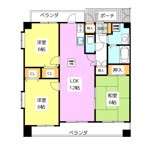 那珂川市中原のマンションの間取り