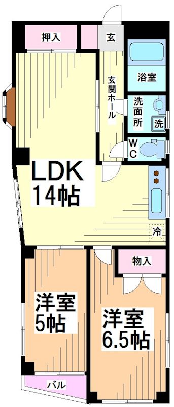 川崎市多摩区西生田のマンションの間取り