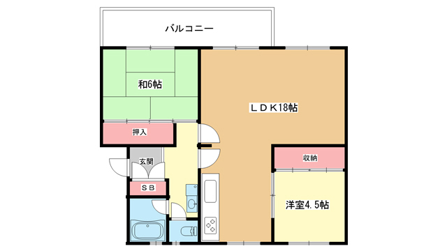 箕面市如意谷のマンションの間取り