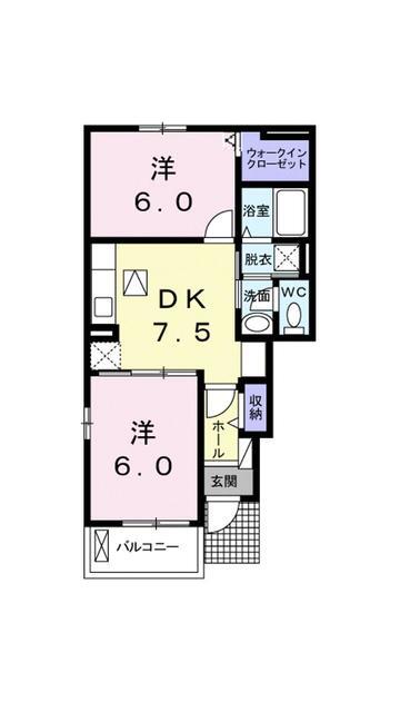 東温市田窪のアパートの間取り