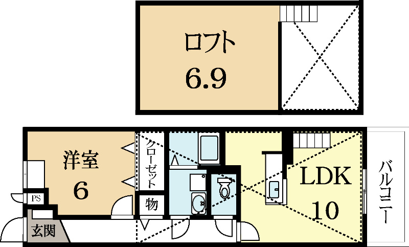 城陽市富野のアパートの間取り