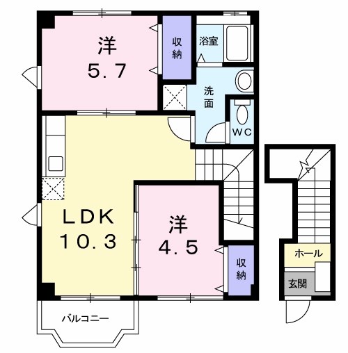 糟屋郡志免町片峰中央のアパートの間取り