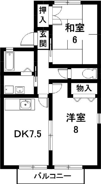 瀬戸市田中町のアパートの間取り