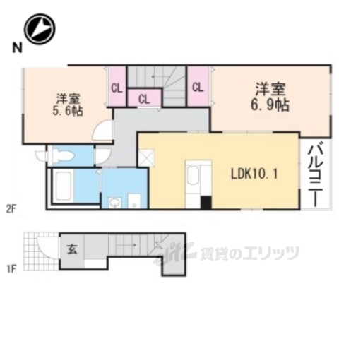 甲賀市信楽町江田のアパートの間取り